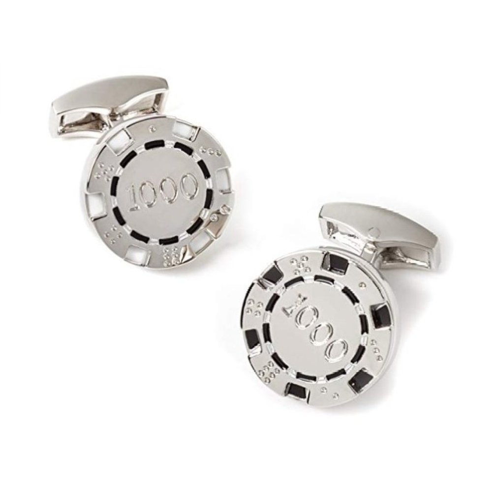 Tateossian Poker Chip Silver Cuff Links